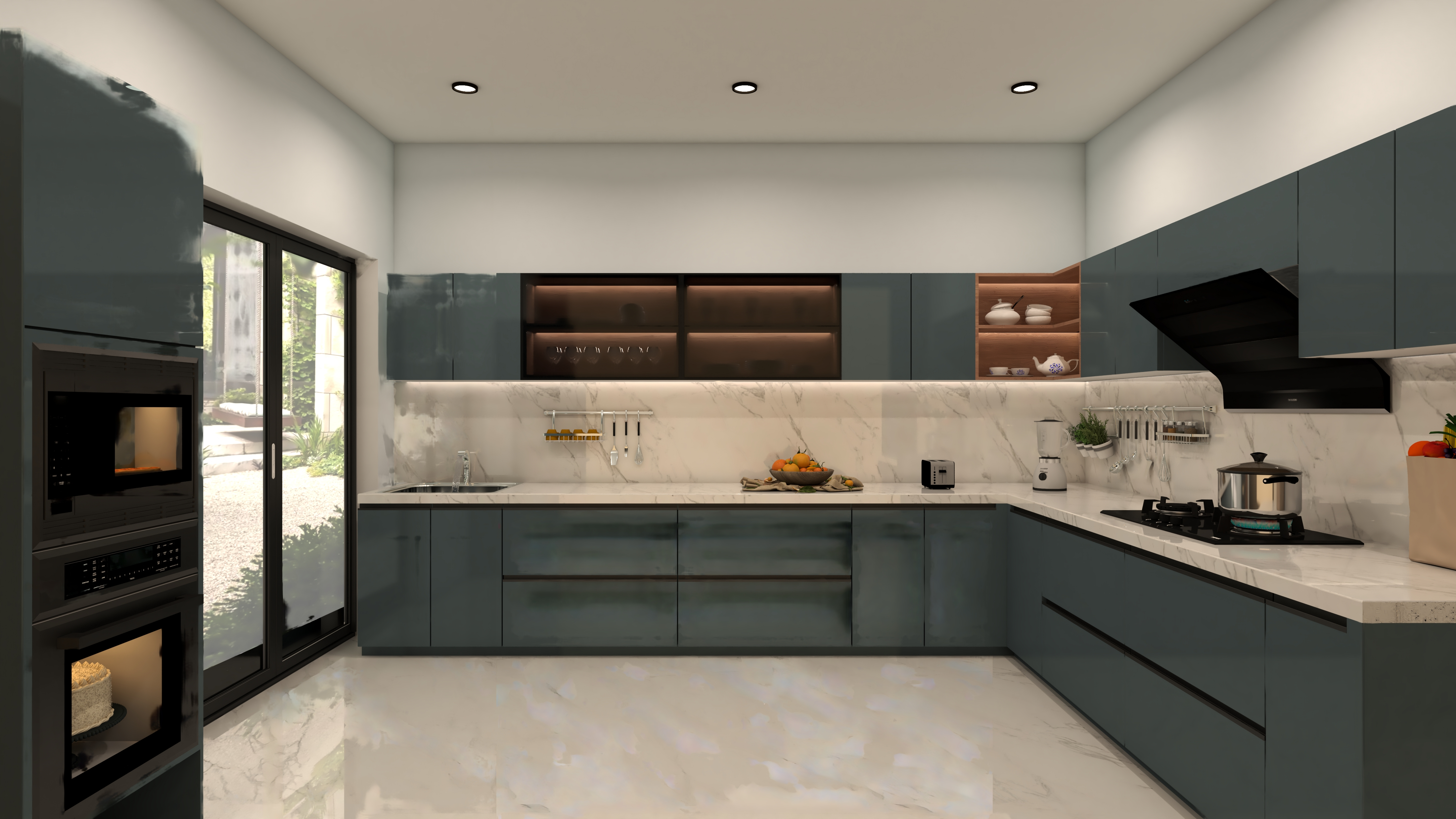 l shape modular kitchen