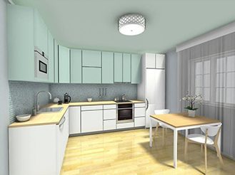 white color l shape modular kitchen