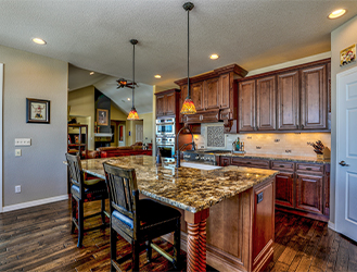 brown color tandem kitchen