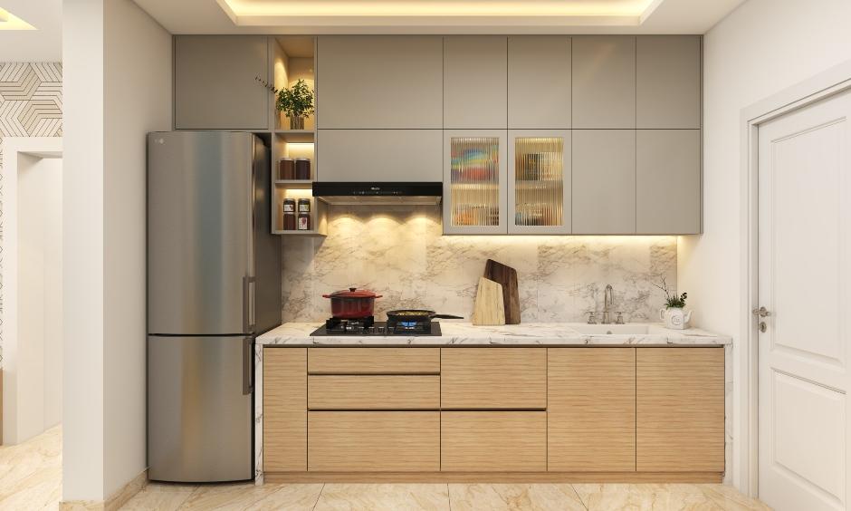 Compact modular kitchen designed for a 1 BHK home