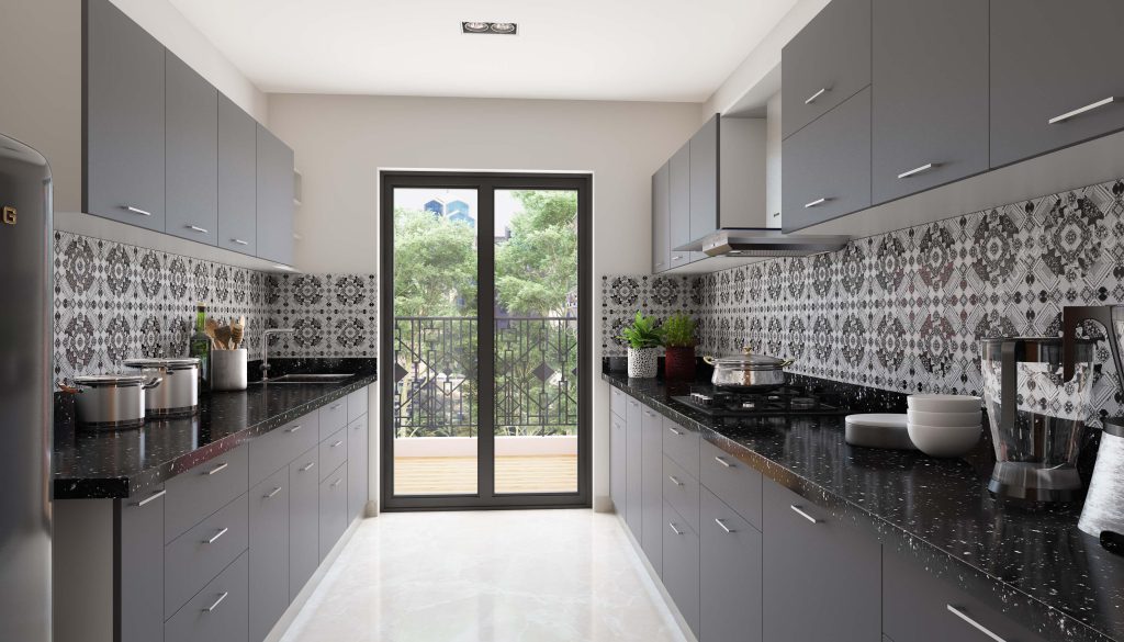 L-shaped 10x6 modular kitchen interior