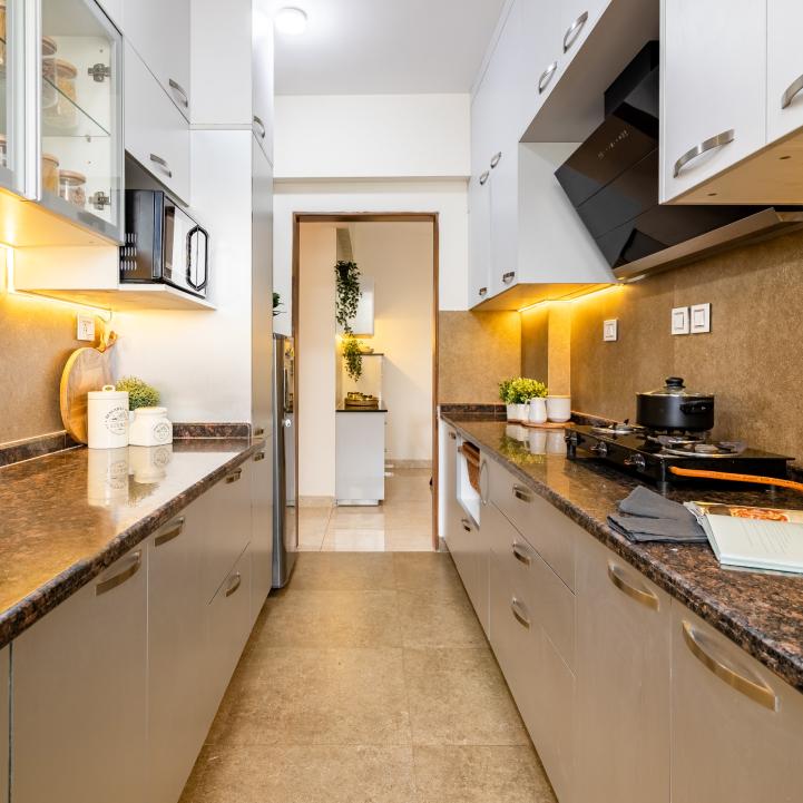 Compact 10x6 modular kitchen with organised cabinets