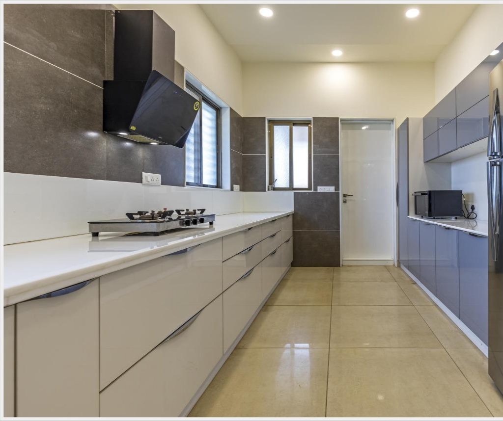 Stylish modular kitchen with modern cabinets and functional storage