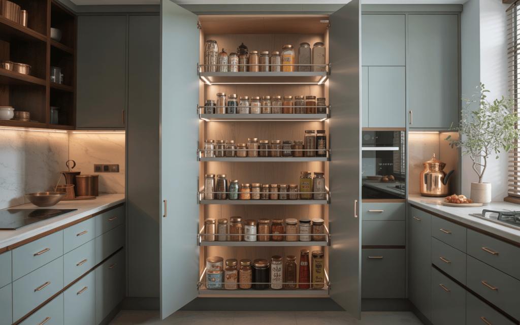 L-shaped modular kitchen 3D design