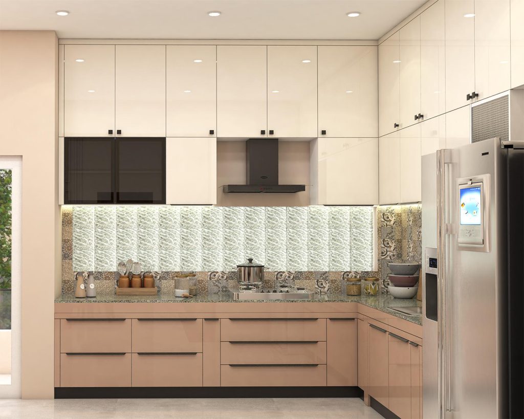 8x10 modular kitchen design with modern cabinets and storage
