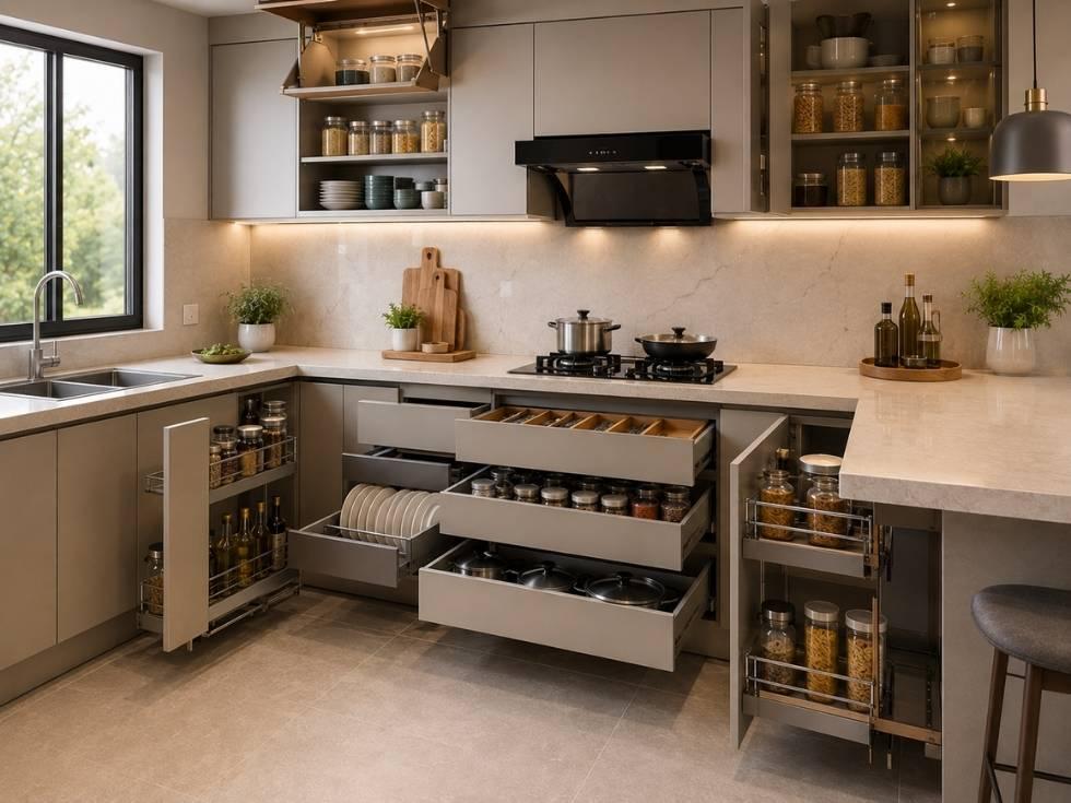 Modular kitchen drawers and storage units