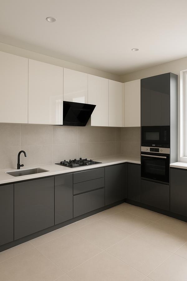 Kitchen trolley and drawer storage inside a modular kitchen