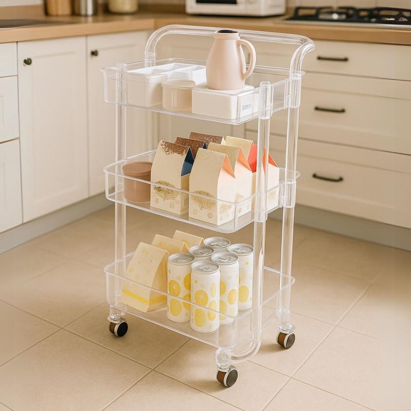 Acrylic pull-out kitchen trolley for storage