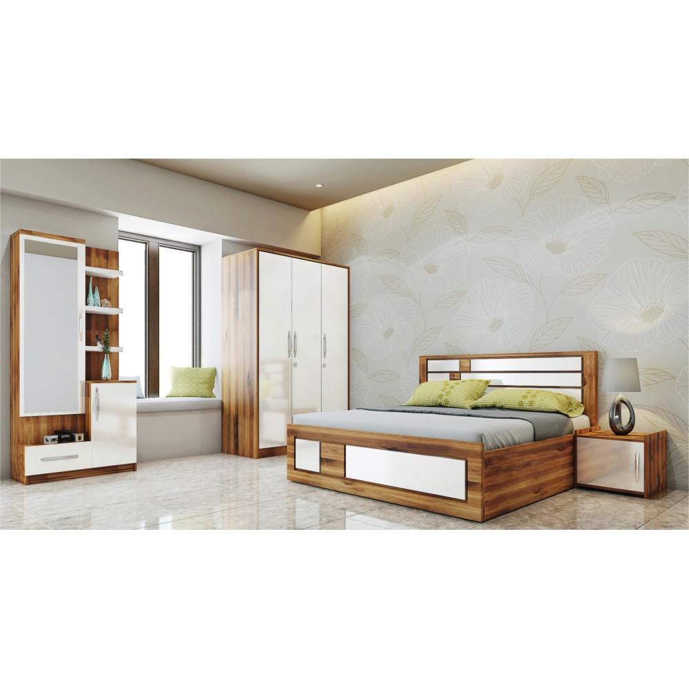 Custom bedroom furniture set with bed and wardrobe in Pune