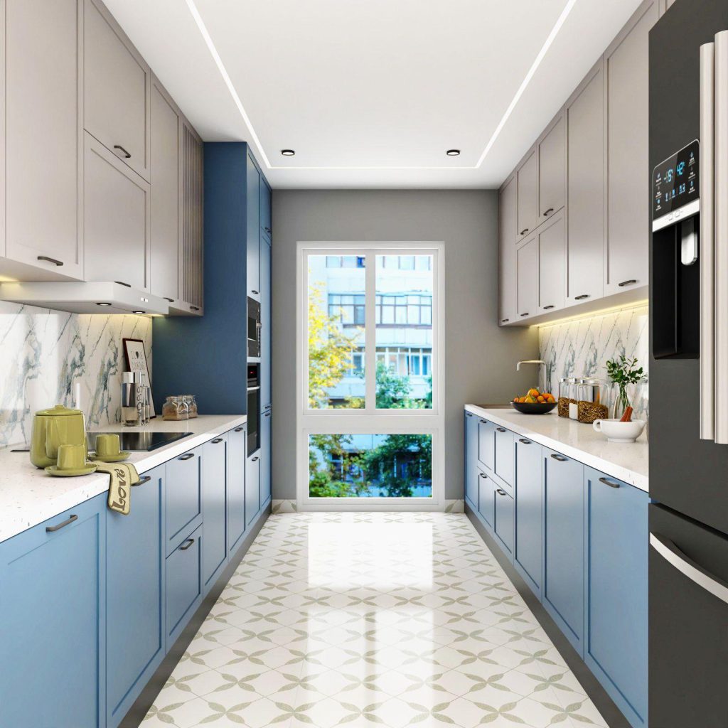 Customized modular kitchen interior designed for an 8x10 space