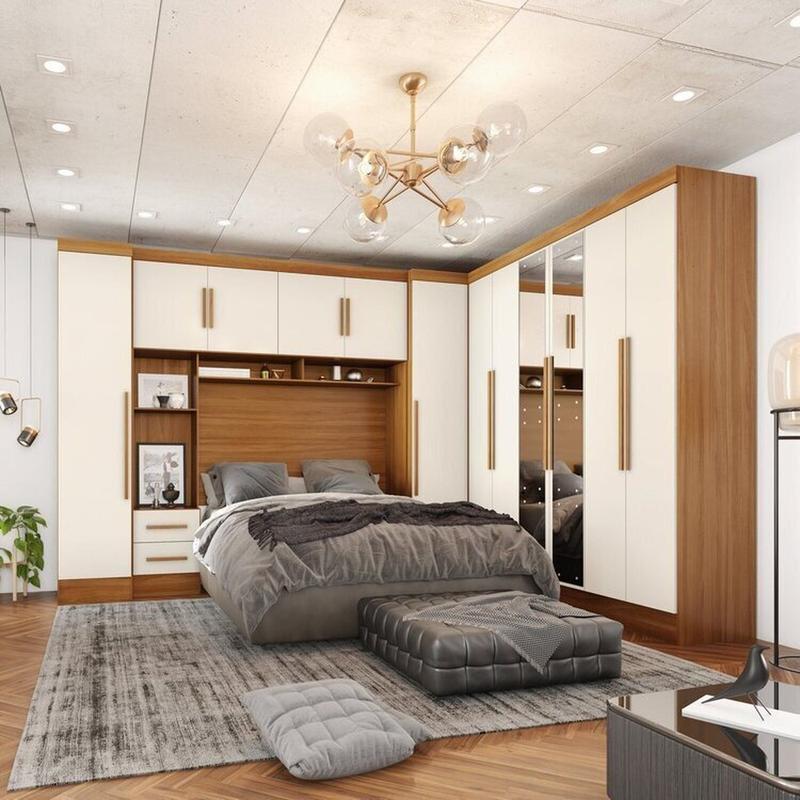 ALT: Modern bedroom furniture with bed, wardrobe, and storage