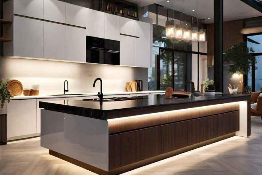 Custom modular kitchen with premium cabinets and modern interior design | SLE Pune