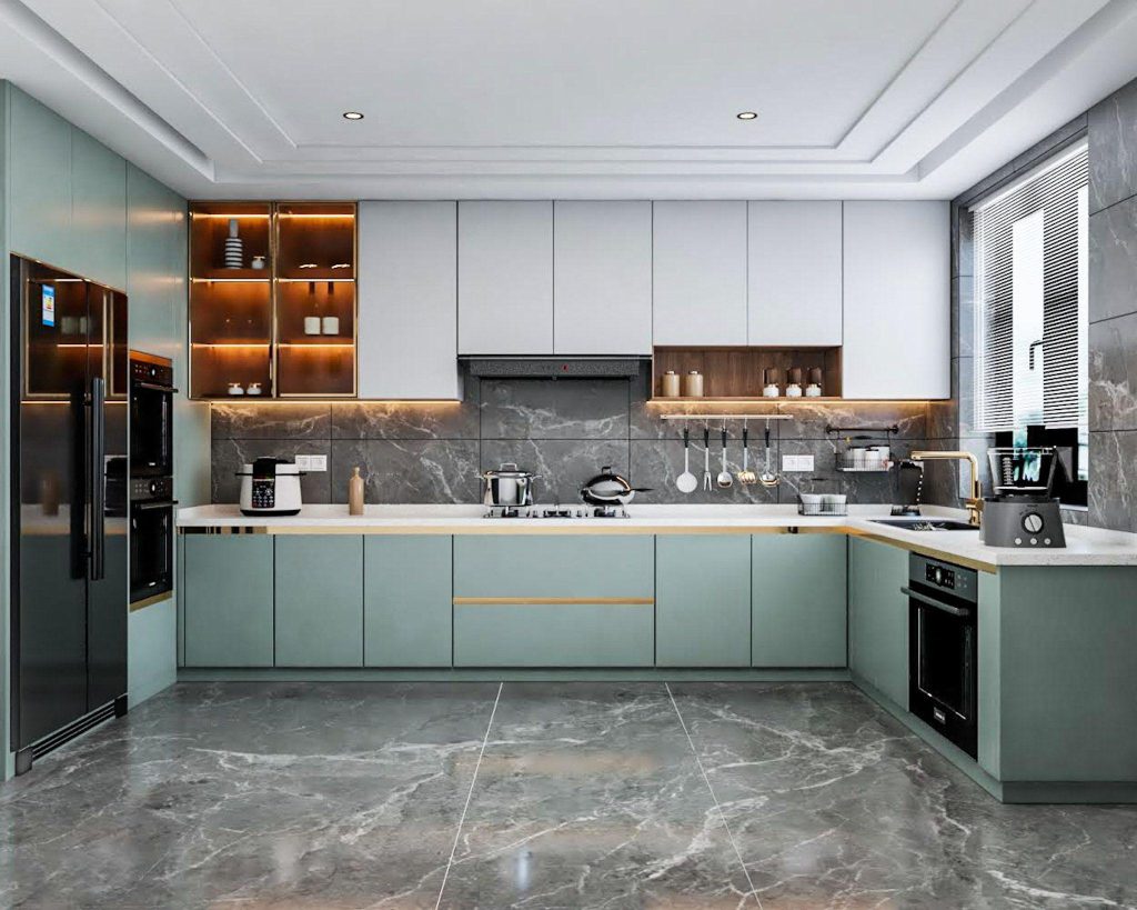 Custom modular kitchen cabinets with modern storage