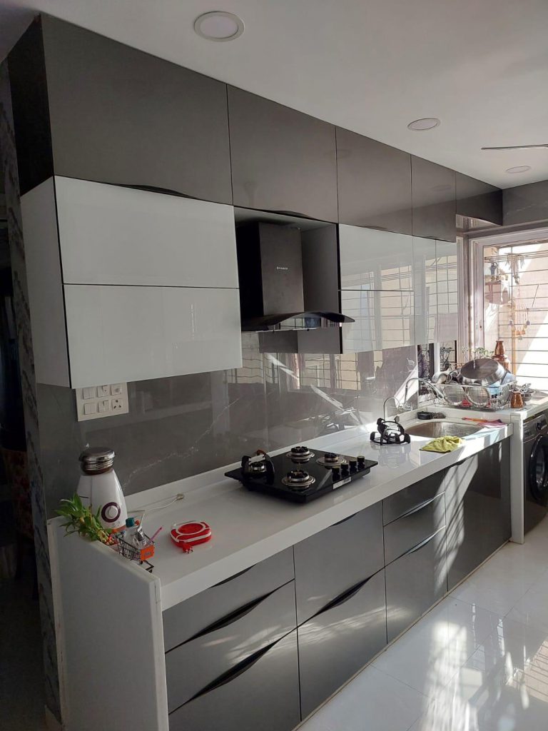 Contemporary acrylic kitchen interior design in Pune