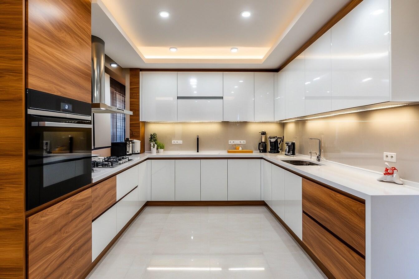 Kitchen cabinets with drawers and organised storage compartments