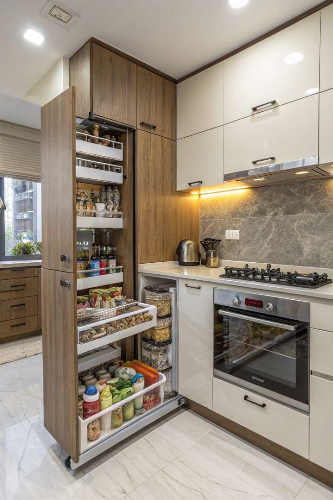 Kitchen trolley with organised storage compartments