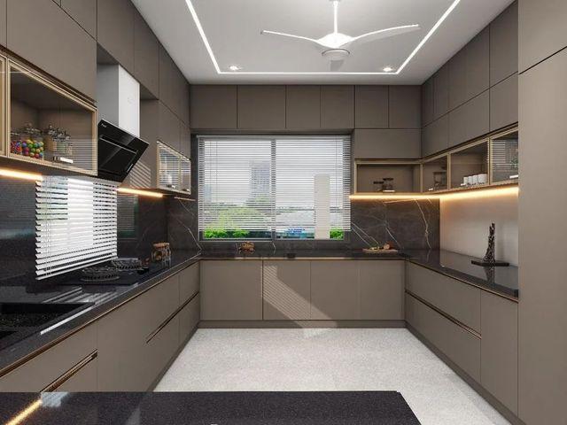 L-shaped modular kitchen with organised storage