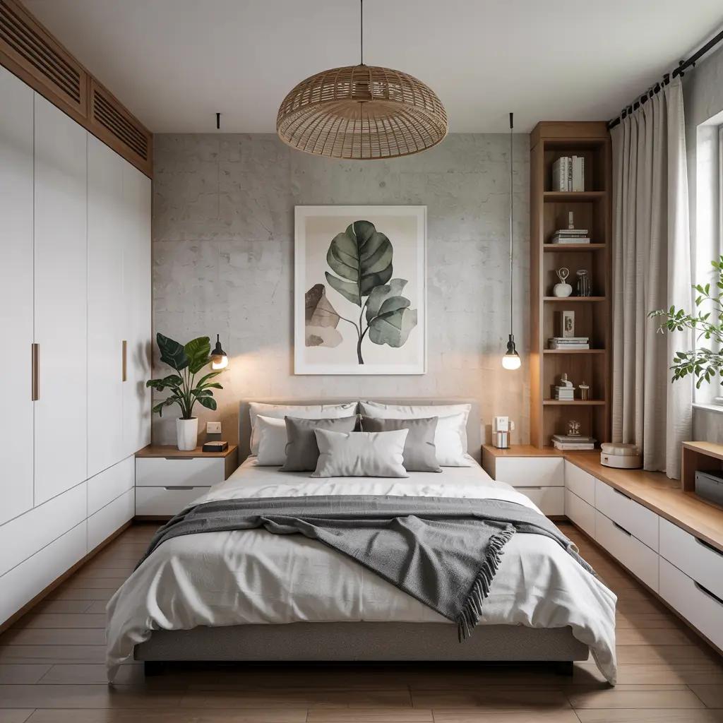 Modern bedroom wardrobe with organised storage