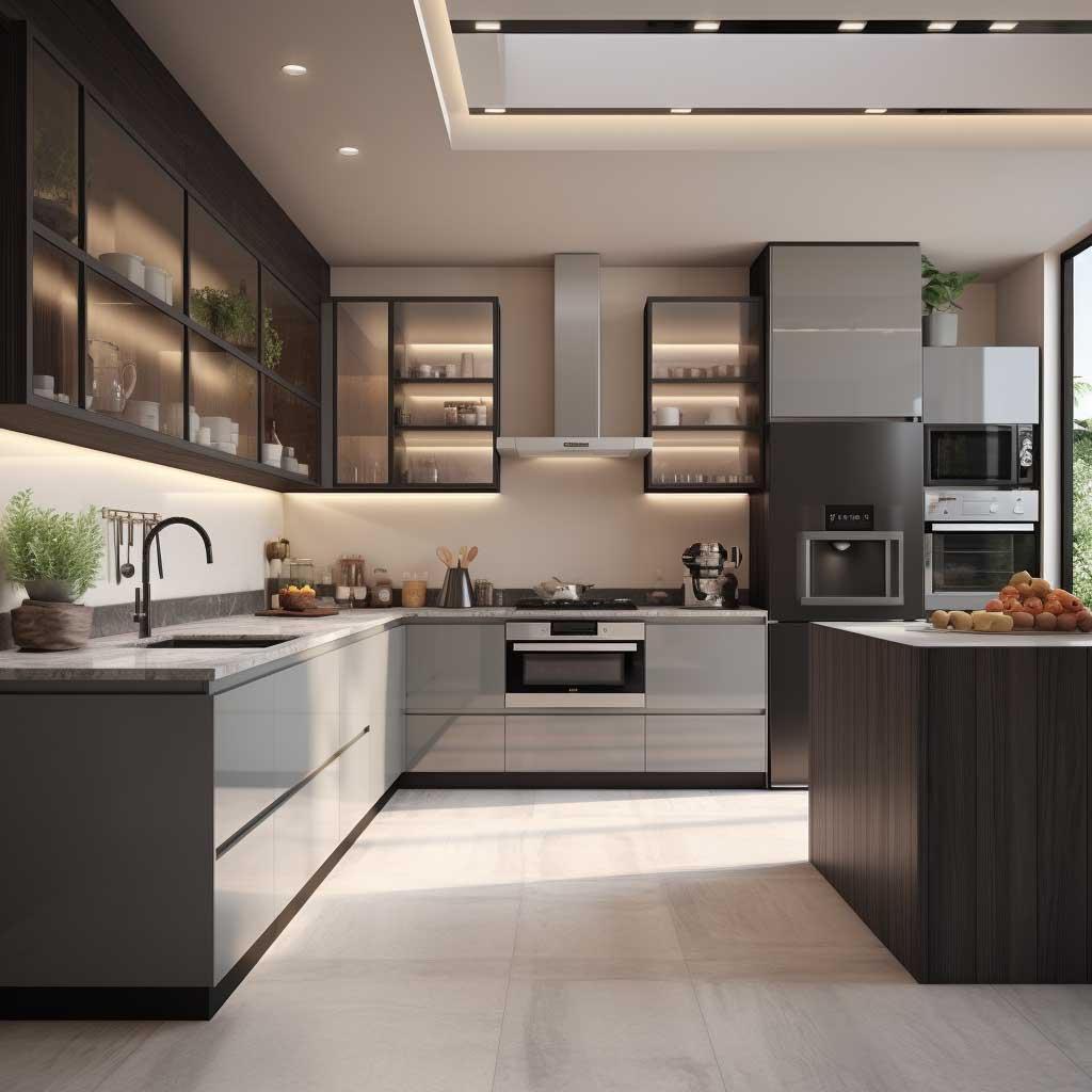 Modular kitchen installation in progress