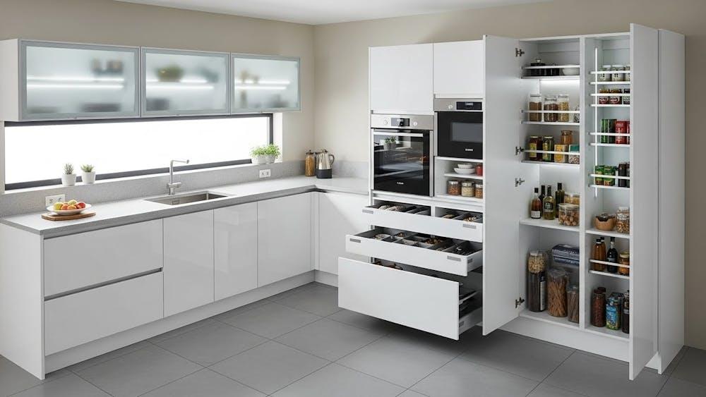 Modular kitchen drawers and organised storage units