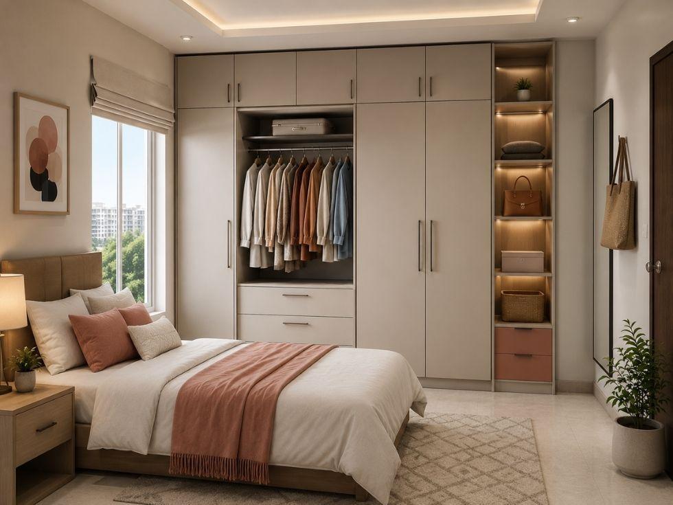 Custom modular wardrobe with organized storage