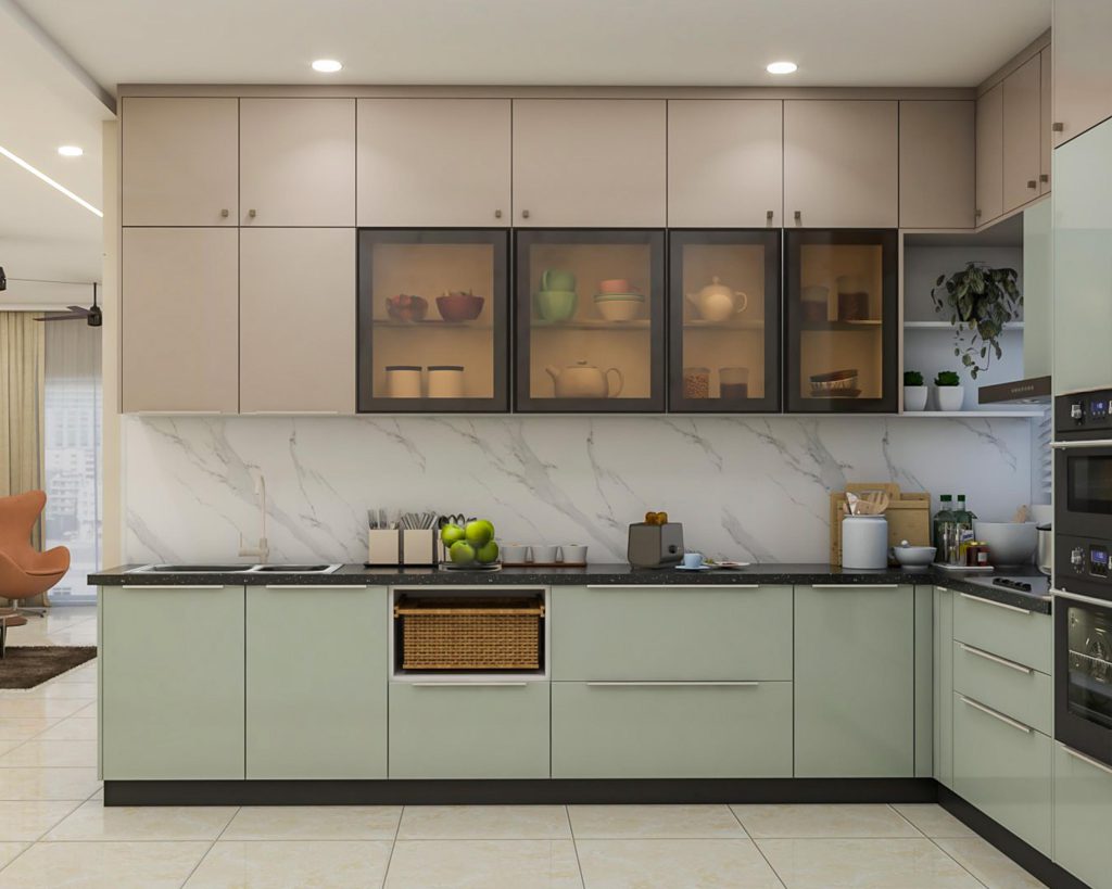 Storage solutions in an 8 × 8 modular kitchen