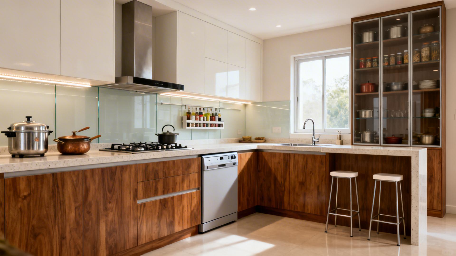 Storage solutions for a compact modular kitchen
