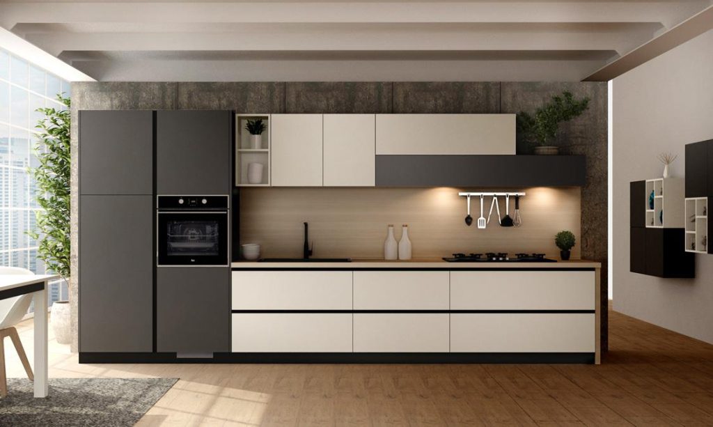 Modern kitchen interior with modular cabinets in Pune
