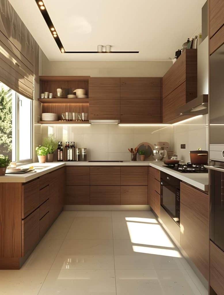 Modern U shaped modular kitchen designed by SLE Pune