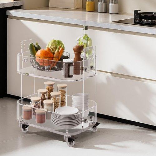 Acrylic pull-out kitchen trolley with organised storage