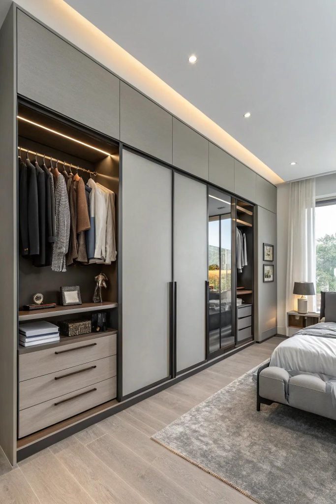 Custom clothes cupboard in a modern bedroom