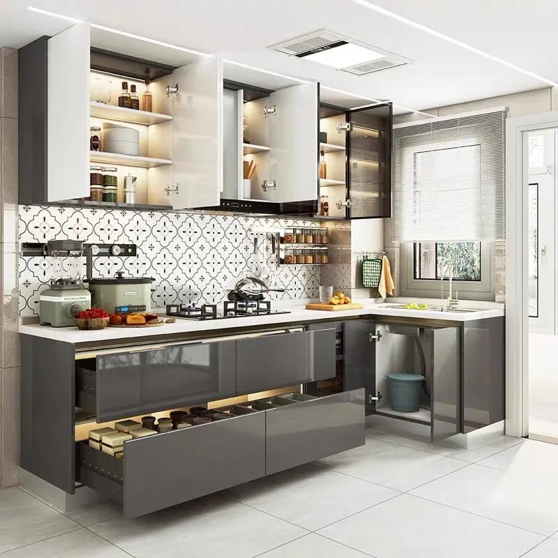 Modern modular kitchen furniture with cabinets and drawers