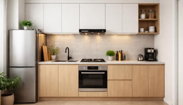 Straight single-wall modular kitchen